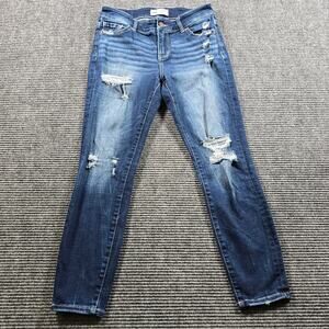 BKE Jeans Women's 27x27 Blue Ankle Skinny Mid Rise Distressed Stretch